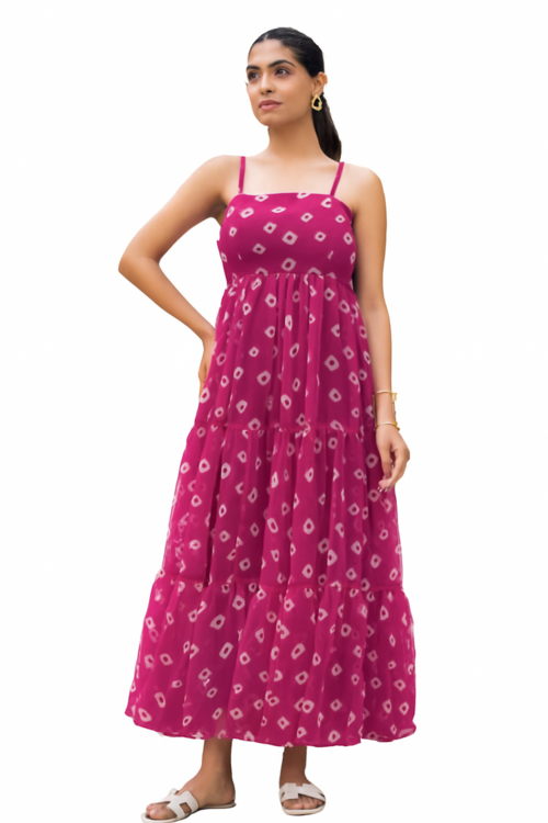 Embroidered Designer Gown for Women-Pink (Size-XL) | D115