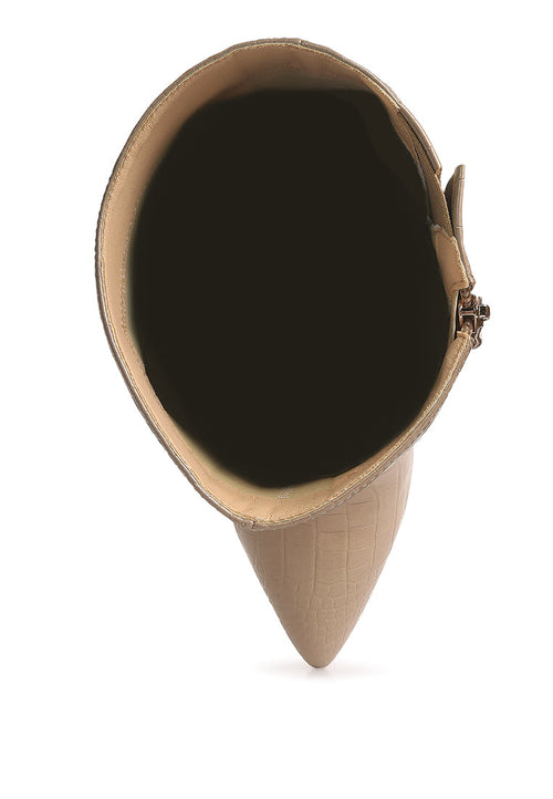 Indulgent High Heel Croc Calf Boots