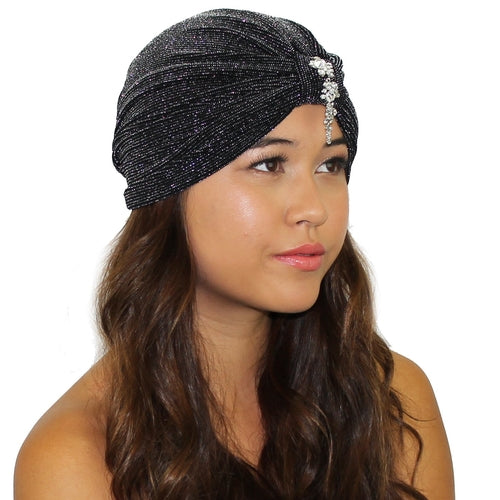 Cascading Crystals Glitter Turban