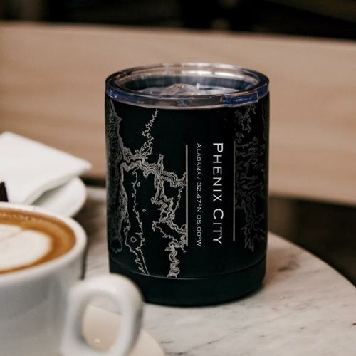 Phenix City - Alabama Map Insulated Cup in Matte Black