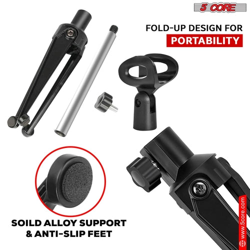 5Core Desktop Mic Stand Tripod Universal Desk Microphone Holder Table