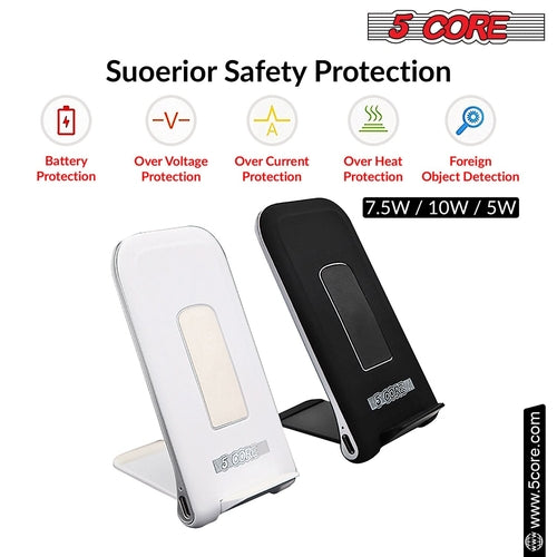 5 Core Wireless Charger 10W Max Fast Wireless Charging Pad Glass Top