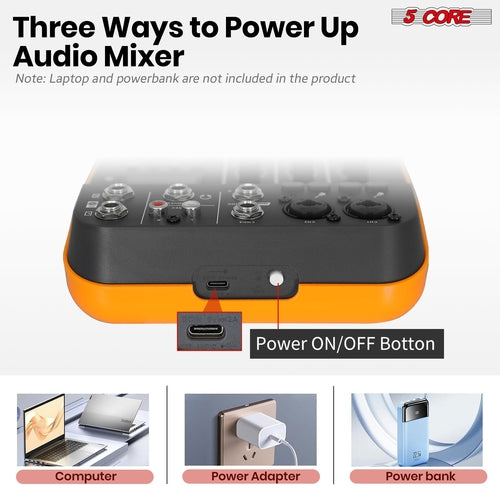 5 Core Audio Mixer 4 Channel DJ Equipment with Bluetooth USB Sound